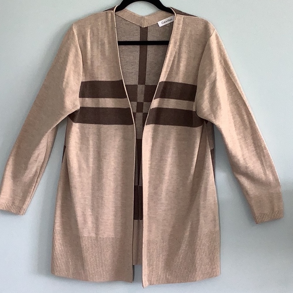 Calvin Klein brown/tan cardigan - size L